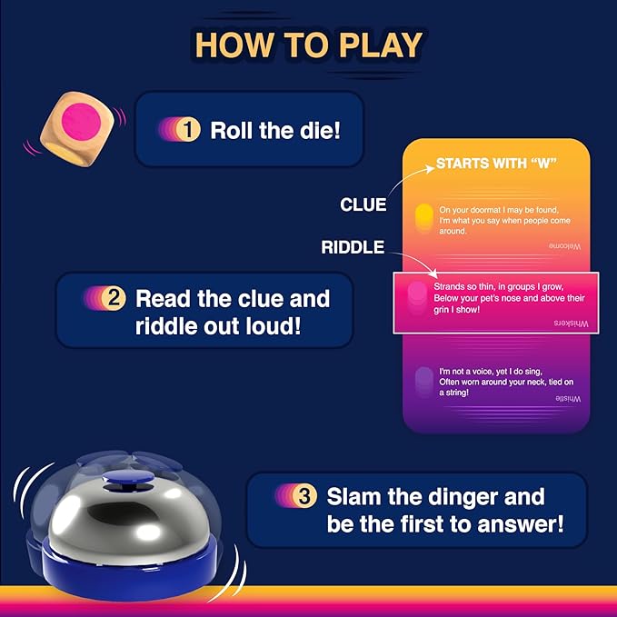 Dare to Ding - Game of Riddles & Reflexes, Fast-paced Card Game, Test Your Wits, Family-Friendly Game for Teens, Families & Adults, Gifts for Ages 10, 11, 12 and Up, 3-8 Players
