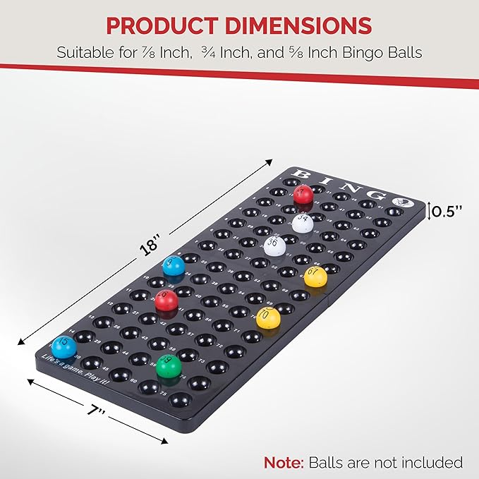 MR CHIPS Universal Bingo Ball Holder for 7/8", 3/5", and 3/4" Diameter Balls, Black Masterboard