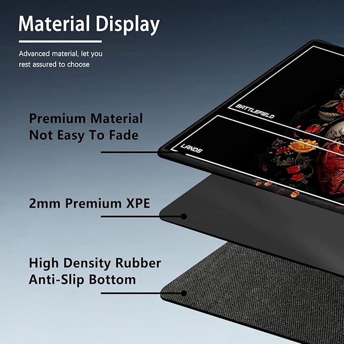 MTG Playmat Size 23.6x13.8in with Storage Bags Portable Playmat TCG and Board Game Mat for Cards Rubber Base Slip-Resistant Mousepad Desk Mat (Floral Heart,with Zone)