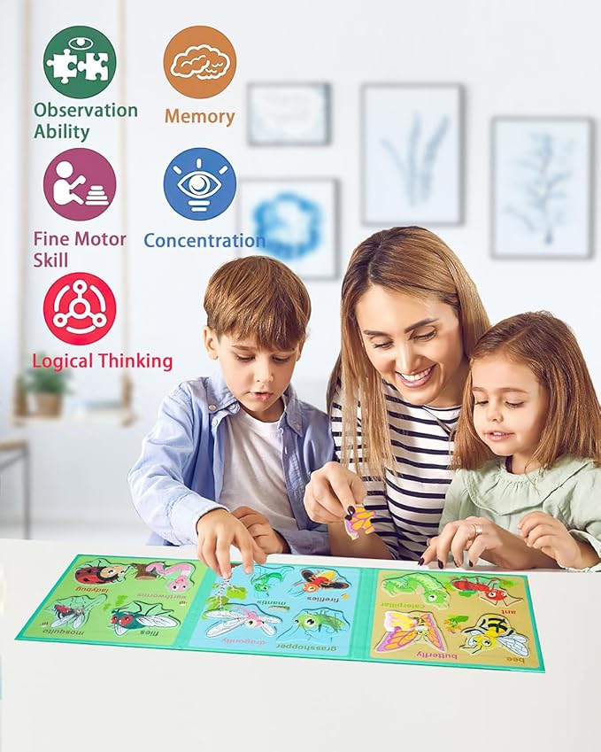 Magnetic Puzzles for Toddlers 1-3, Travel Puzzles for Kids Ages 2-4, Animal Activities Toy Wooden Jigsaw Puzzles Book for Boys & Girls 3-5, Learning Magnet Present for Road Trip