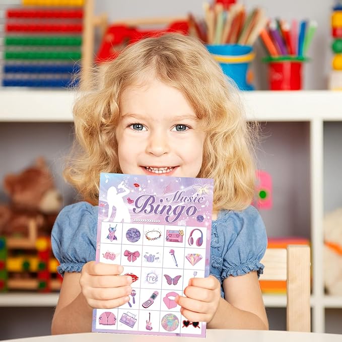 Kavoc Music Birthday Party Bingo Games for 24 Players with Bingo Cards Music Themed Birthday Party Bingo Game for Bachelorette Party Supplies