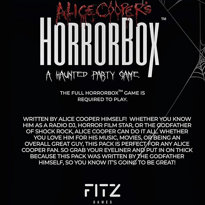 FITZ Alice Cooper's HorrorBox: Alice Cooper - Expansion Pack - Fitz Games, 40 Cards, A Haunted Party Game, Card Game of Spooky Questions Answers & Dares, for 4-10 Thrill Seekers Ages 14+