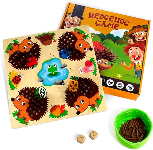 Hedgehog Game Montessori Toys for 3+ Year Old Toddlers,Baby Fine Motor Skill Wooden Toys,Early Education Counting Matching Game Toys,Hedgehog Board Game for Kids Birthday