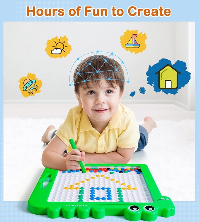 Magnetic Drawing Board Toys for 3-6 Year Old Boys/Doodle Board Educational Toddler Toys Age 2-4/Dinosaur Travel Toys for Kids 3-5/Magnetic Dot Art Birthday Gifts for Girls 4-8