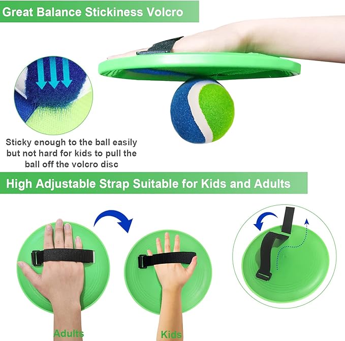 Jalunth Ball Catch Set Game Toss Paddle - Beach Toys Back Yard Outdoor Games Pool Lawn Backyard Throw Catch Sticky Set Age 3 4 5 6 7 8 9 10 11 12 Years Old Boys Girls Kids Adults Family Easter Gifts