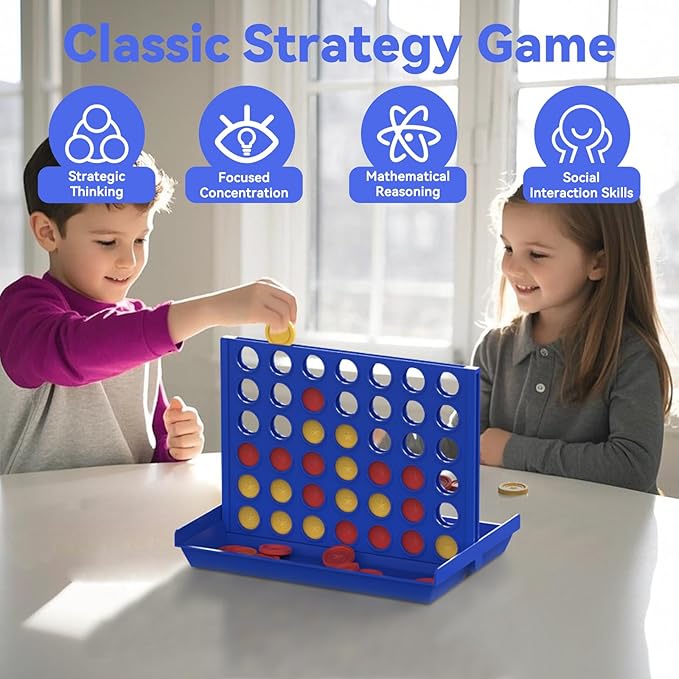 Pup Go 4 in a Row Game Big, 6 Spare Discs Included, Board Games Toys for Boys, Classic Four in a Row and Family Fun Games for Ages 3 4 5 6 7 8 Year Old Kids(Big)