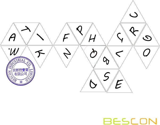 Bescon Alphabet Dice 20 Faces A-T Uppercase, 20 Sides Letter Dice, 3pcs per Set