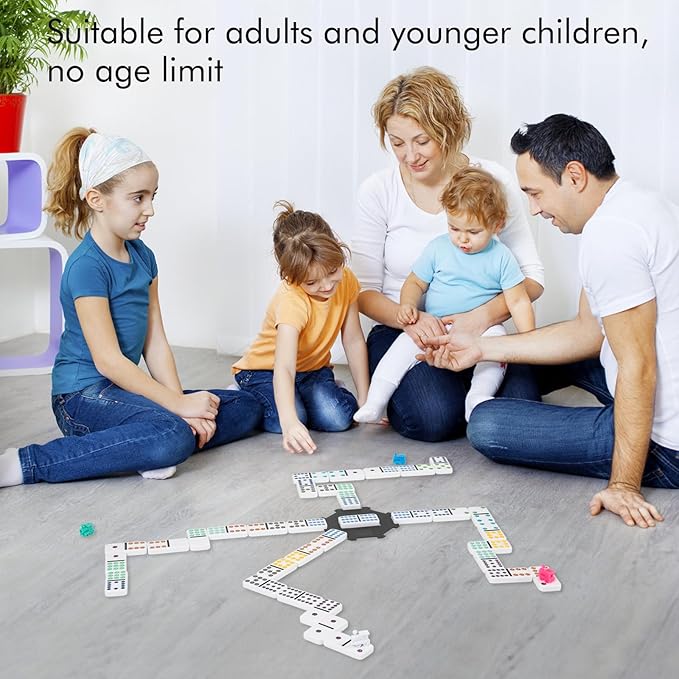 DAILYLIFE Mexican Train Dominoes Set, Double 12 Dominoes Set with Portable Case, 91 Tiles Colored Dominos Set for Adults, Mexican Train Games for Family Night, Travel, Party