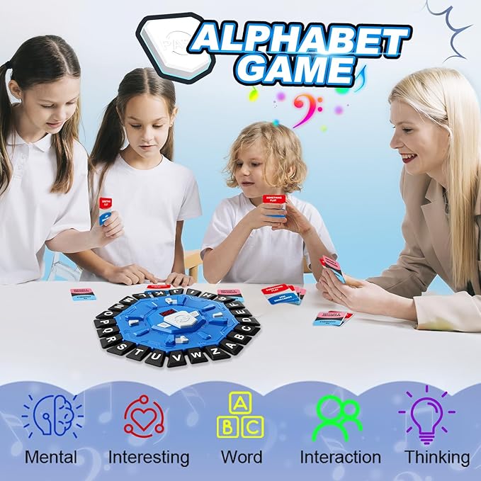 Word Game with LED Display, Alphabet Games, Fast-Paced Family Board Game for Learning Playing Game Gifts for Ages 3+ (Blue)
