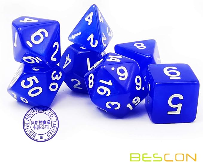 Bescon RPG Dice Set 35pcs Ocean Blue Set, DND Role Playing Game Dice 5X7pcs