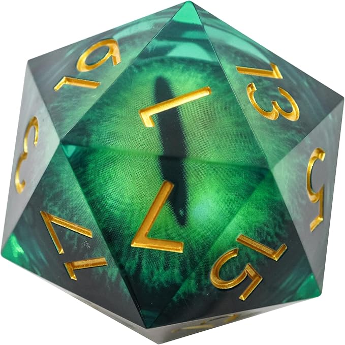 Dungeons and Dragons DND Dice D20, Moving Eyeball Liquid Core Dice Set D&D 33MM Oversized D20 Single Sharp Edge Resin dice with Gift Case, Polyhedral Dice for Role Playing Game