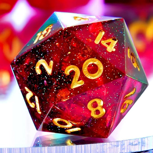 Single D20 Dice-22MM 20 sideds DND Resin Sharp Edged Resin Dice for Dungeons and Dragons, RPG, Polyhedral D&D Dice, Roleplaying Games MTG Table Games