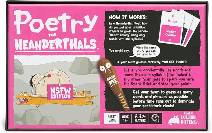 Poetry for Neanderthals NSFW Edition by Exploding Kittens - Hilarious Adult Party Game, Funny Card Game for Teens & Adults, Competitive Word Guessing