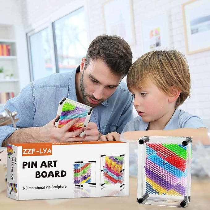 3D Pin Art Toy - Unique Plastic Colorful Pin Art Board for Kids, 3.7 * 5''Desk Board Game Inspire Imagination 3D Pin Impression Sculpture Needle Toys for Children