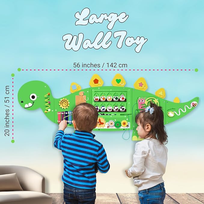 Activity Wall Busy Board, Sensory Wall Panel for Kids, 12 in 1 Learning Activity Center, Large Busy Board Wooden, Gift Idea for Kids 2-6 Years, Montessori Sensory Toys, Viga Toys