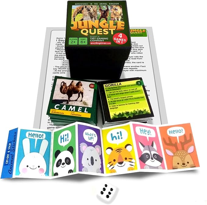 Jungle Quest: Animal & Wildlife Trivia, Educational Learning Card Game