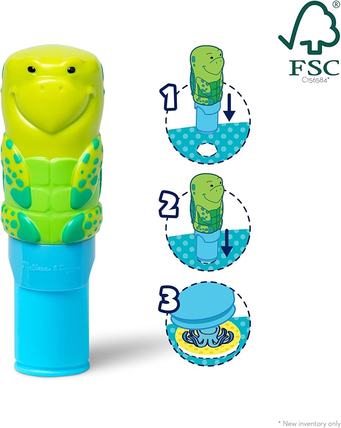 Melissa & Doug Sticker WOW!™ 24-Page Activity Pad and Sticker Stamper, 300 Stickers, Arts and Crafts Fidget Toy Collectible Character – Sea Turtle - FSC Certified