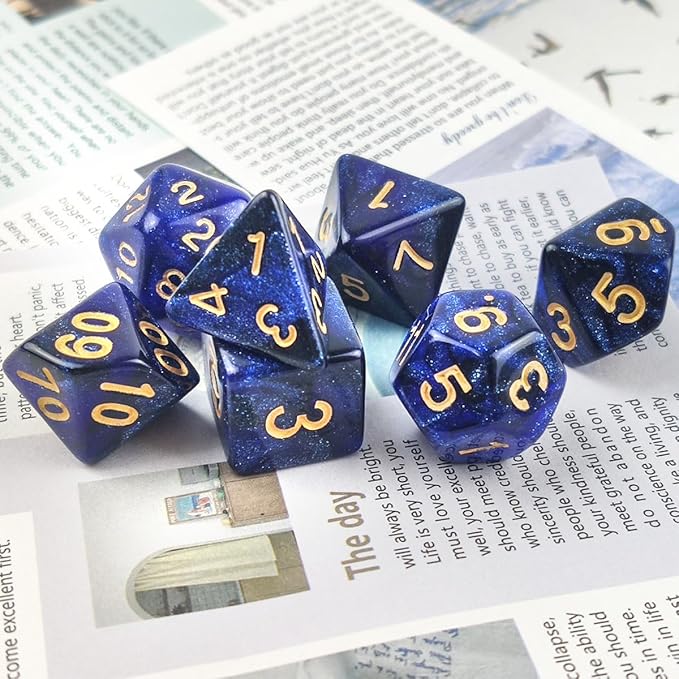 7 PCS DND Dice Set, Polyhedral Dice, D&D Dice Set D20 D12 D10 D% D8 D6 D4, Dark Blue Mix Black for Dungeons and Dragons Dice Det,Suitable for DND RPG MTG Tabletop Games