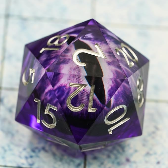 Dungeons and Dragons DND Dice D20, Moving Eyeball Liquid Core Dice Set D&D 33MM Oversized D20 Single Sharp Edge Resin dice with Gift Case, Polyhedral Dice for Role Playing Game