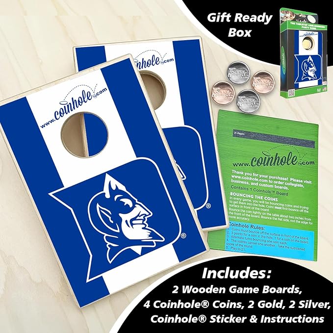 Tabletop Cornhole Game Set | Officially Licensed College Mini Football Cornhole Board Game | Includes Coins