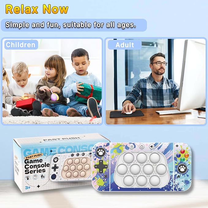 Fast Push Handheld Game, Pop Light Up Game Toys Upgraded Version 2, Lightly Push to Turn Off The Lit Bubbles.Fidget Sensory Toys for 6 7 8 9 Year Old Kids Boys & Girls & Teens Birthday Gifts
