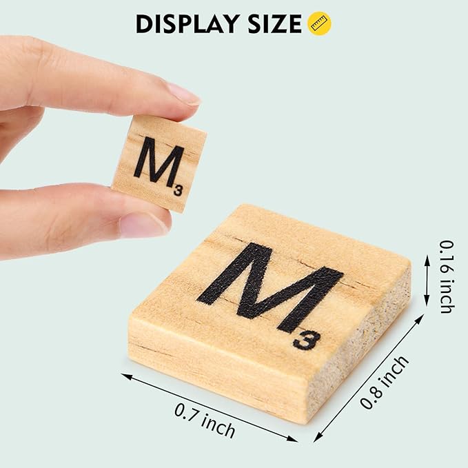 Magicfly 1000 Pcs Scrabble Tiles, Wooden Letter Tiles, A-Z Capital Letters for Crafts, Spelling,Scrabble Crossword Game