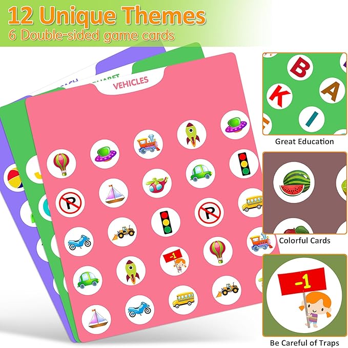 Matching Memory Game for Kids Ages 4-8, Flip to Win Wooden Board Games, Toddler Travel Toys for 3 4 5 6 7 8 Years Old Boys Girls, Road Trip Essentials, Airplane, Car Activity Easter Gifts
