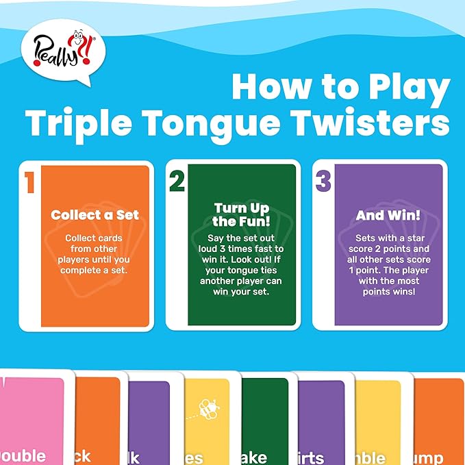 Really?! Fun Card Games with Tongue Twisters for Family Game Night, Educational Card Games for Kids 8-12, Travel Games and Unique Gifts for Teens and Adults, Homeschool