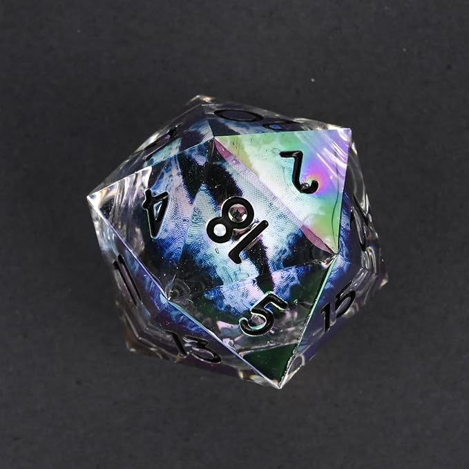 Electroplated Resin Dice Set, Resin Edge Sharp for Dungeons & Dragons RPG, MTG Board Games with Gift Box(Electroplating Blue Longan)