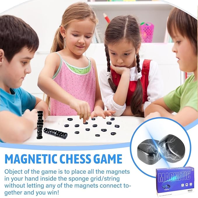 Magnetic Chess Game, Multiplayer Strategy Game with Stones, Party Travel Desktop Magnetic Game for Children and Adults, Puzzle Strategy Games