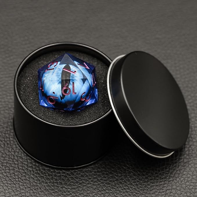 Dungeons and Dragons DND Dice D20, Moving Eyeball Liquid Core Dice Set D&D 33MM Oversized D20 Single Sharp Edge Resin dice with Gift Case, Polyhedral Dice for Role Playing Game