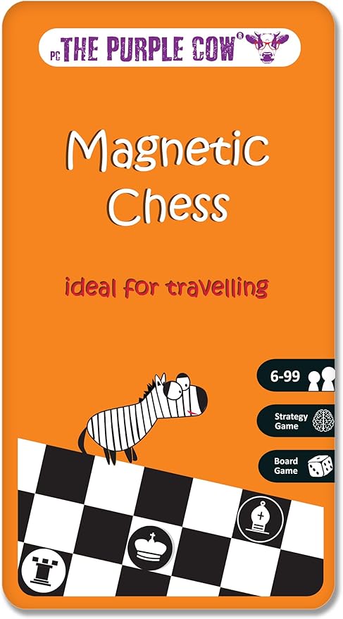 The Purple Cow- Magnetic Chess Game for kids and adults. Travel size, lightweight game for hours of fun - Portable mini game - Ideal for travelling