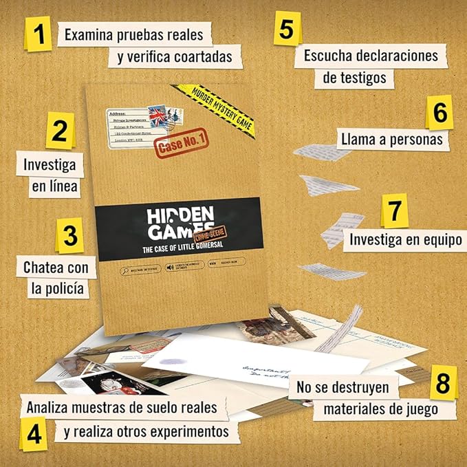 Hidden Games Lugar de Los hechos - El caso de San Pedro el Chico - México - Juego realista de escenas del crimen, emocionante juego de Detectives, juego Escape Room