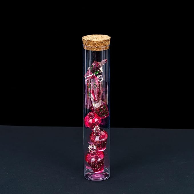 7PCS Potion DND Dice Set,Transparent Sharp Edge Dice Set D&D RPG Polyhedral Die,for Dungeons & Dragons, Pathfinder, and TTRPG Roleplaying Games.(Magenta)