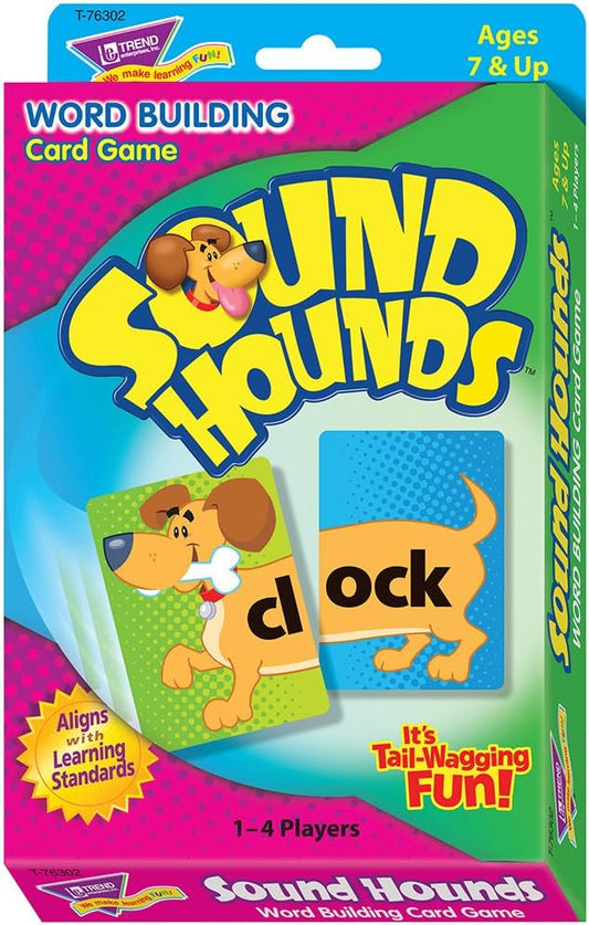 Trend Enterprises: Sound Hounds Word Building Card Game, Match Word Beginnings with Endings to Spell Words and Score Points, Make Over 400 Words, 1 to 4 Players, for Ages 7 and Up