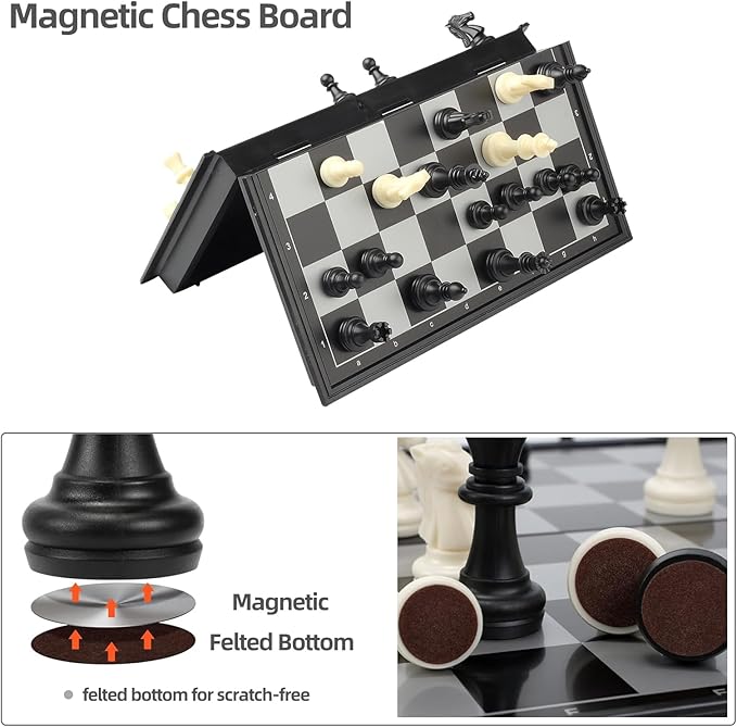 Travel Chess Set Magnetic Portable Folding Chess Board (Medium / 9.7 Inch)