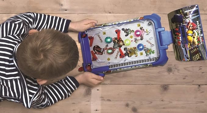 Lexibook Nintendo Mario Kart Table Electronic Pinball, Action and Reflex Game for Children and familiy, LCD Screen, Light and Sound Effects, Blue / red, JG610NI