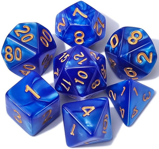 CiaraQ DND Polyhedral Dice Set with a Black Dice Bag for D&D RPG MTG Role Playing Table Games(Navy Blue)