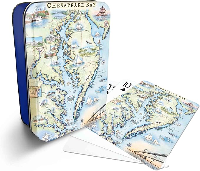 Chesapeake Bay Map Standard 52-Deck Playing Cards - Official Vegas Poker Size