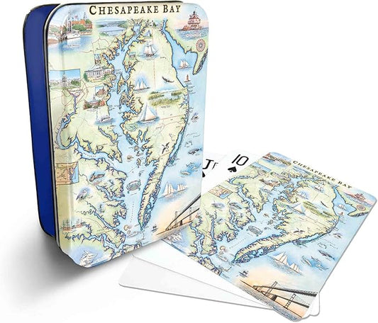 Chesapeake Bay Map Standard 52-Deck Playing Cards - Official Vegas Poker Size