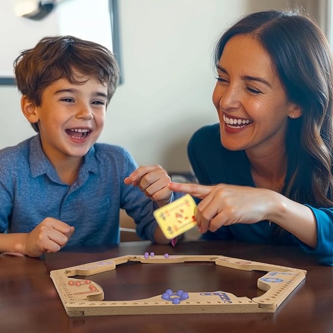 Jokers and Marbles Board Game，Pegs and Jokers Game for 2-8 Player，Wood Board Game with 8 Game Boards 4 Decks of Cards 48 Marbles，Holidays and Casual Social Gatherings