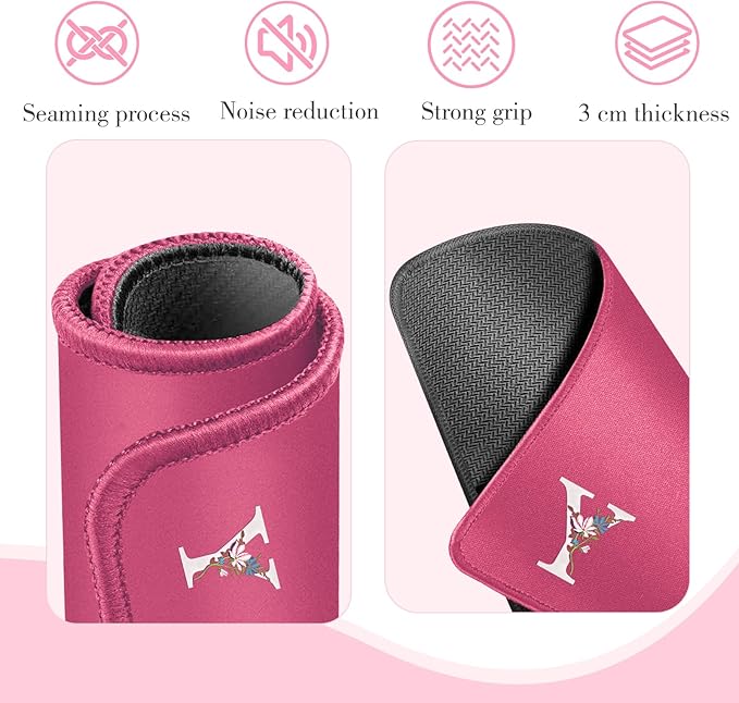 Mahjong Mat | Neoprene Anti-Slip Noise Reduction, Simple Design & Embroidery | 32.4x32.4 Inch Pink | Perfect for Mahjong, Board Games & Tile Games | Elegant Gift(Custom Y Letter)