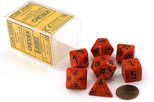 Chessex Dice: Polyhedral 7-Die Speckled Dice Set - Fire