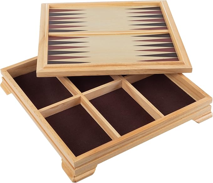 Board Game Set - Deluxe 7-in-1 Classic Board Games for All Ages - Wood Game Center with Storage - Chess, Backgammon, Dominos, Checkers, Dice Set, Cribbage Board, and Playing Cards by Trademark Games