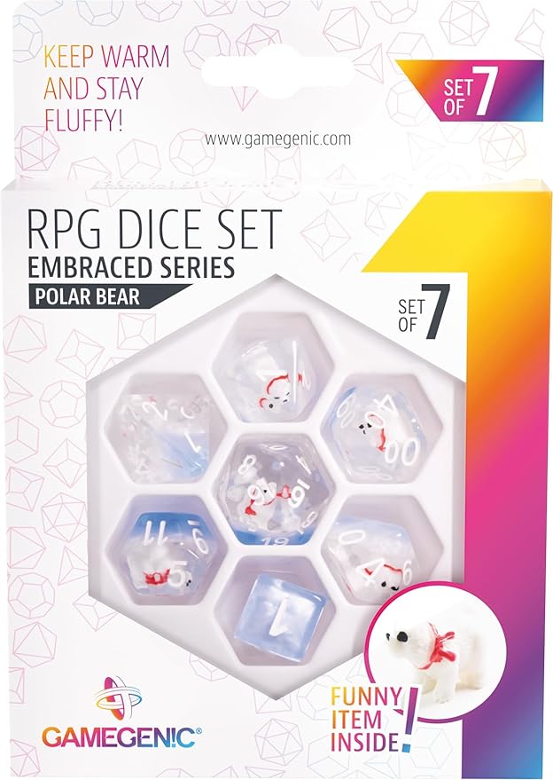 Gamegenic Embraced Series RPG Dice Set | Set of 7 Dice in a Variety of Sizes Designed for Roleplaying Games | Premium Quality Resin Dice with Unique Thematic Green Skull Design | Made by Gamegenic