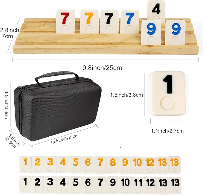 BECKVEC- Dominos Set 4-6 Player, Rumy Cube 6-Player Edition 6 Wooden Frames, 160 Varami Cube Travel Game Set with Portable Box