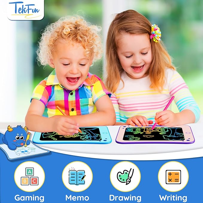 TEKFUN 8.5-Inch LCD Writing Tablet for Kids - Doodle Board with Stickers, Drawing Tablet Gift for 3-6 Year Old Girls and Boys (Purple)