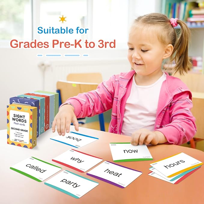 Springflower 600 Sight Words Flash Cards, Dolch & Fry High Frequency Flash Cards for Kindergarten Homeschool Supplies, Games for Kids Pre-K, 1st, 2nd, 3rd Grade