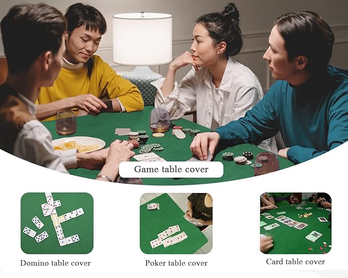Game Table Cover - Mahjong, Poker, Bridge - Machine Washable Felt - 36" x 36" Blue