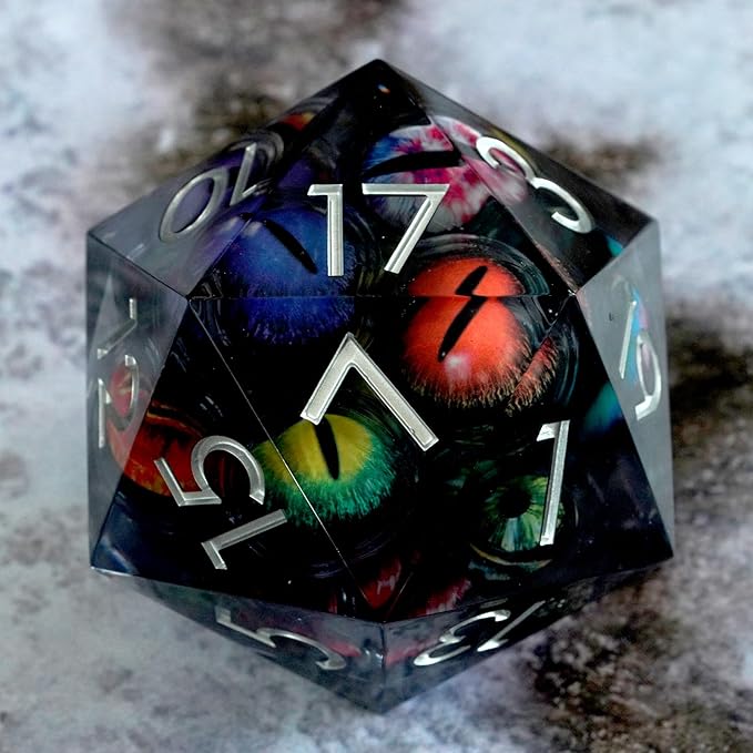 Dungeons and Dragons Dice D20,85mm Dragon Eye D20,Liquid Core Dice for TTRPG